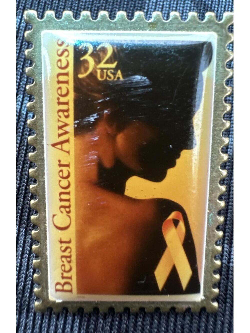 Breast Cancer Awareness 32 cent USPS Postage Lapel Hat pin